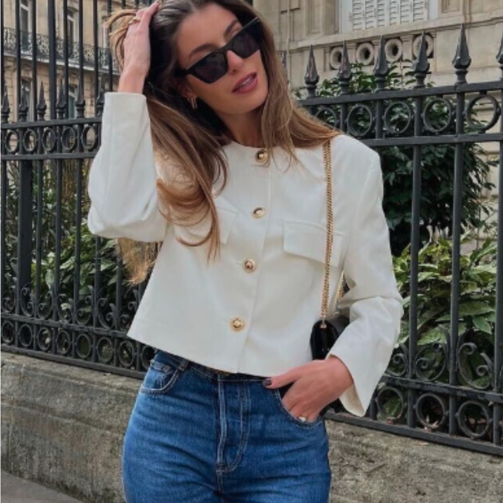 Zara Cream Button-Up Women's Blazer
